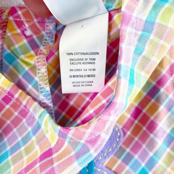 Little Me NWT Baby Girls 2-Piece Pink, Blue & Yellow Plaid Dress Set w/ Bloomers - Picture 9 of 12